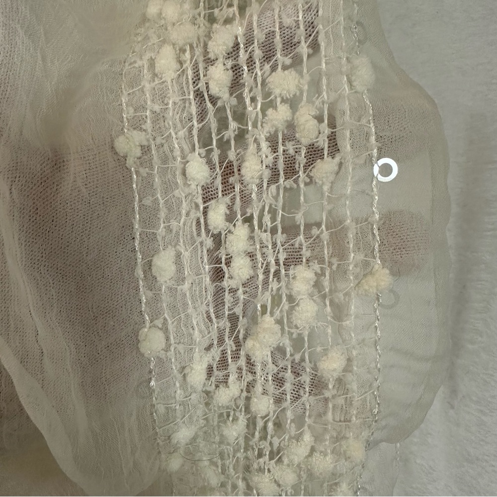 Elegant Cream Lace Infinity Scarf 14” W x 72” L - Picture 4 of 7